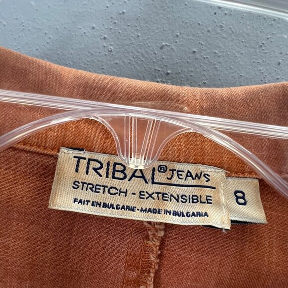 Tribal Jeans Blazer Jacket 8 Stretch Extensible Burnt Orange Salmon Buttons - Picture 5 of 6